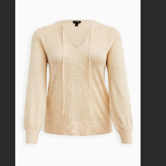 torrid Sweaters - Torrid Pointelle Tie Front Pullover Sweater